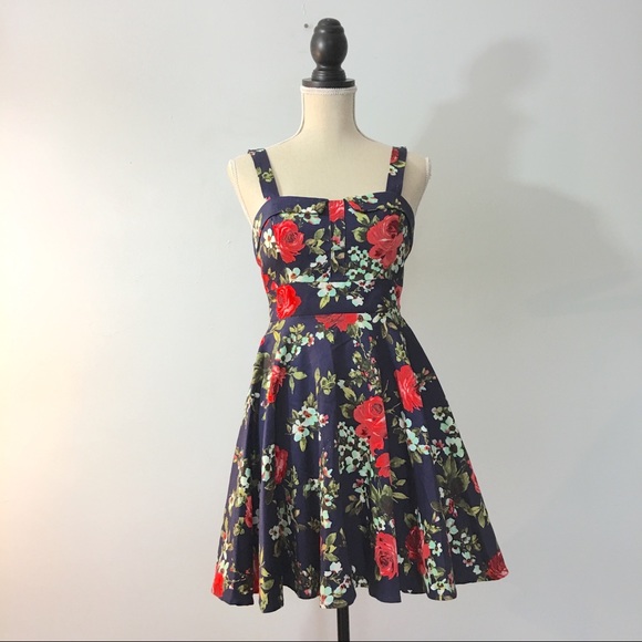 Modcloth Dresses & Skirts - Modcloth’s Ixia Pinup Navy Floral Bow Tie Dress